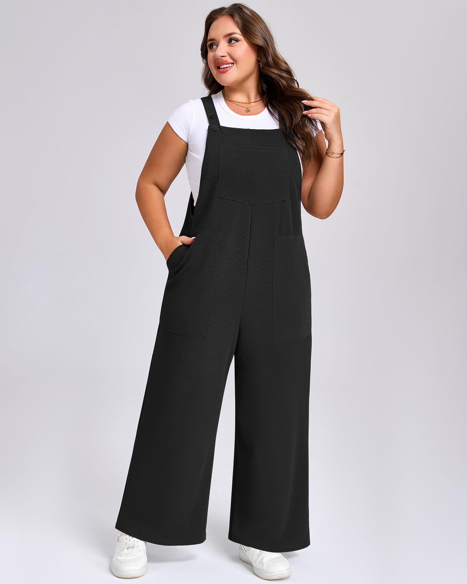 Plus Size Jumpsuits Adjustable Loose fit - Black-Moon Wood