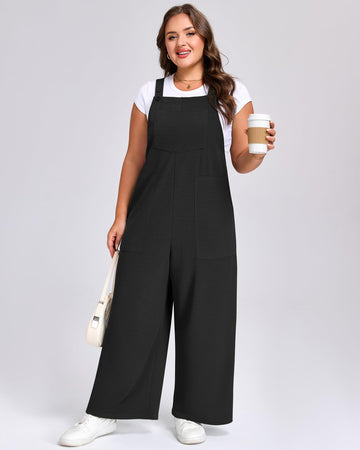 Plus Size Jumpsuits Adjustable Loose fit - Black