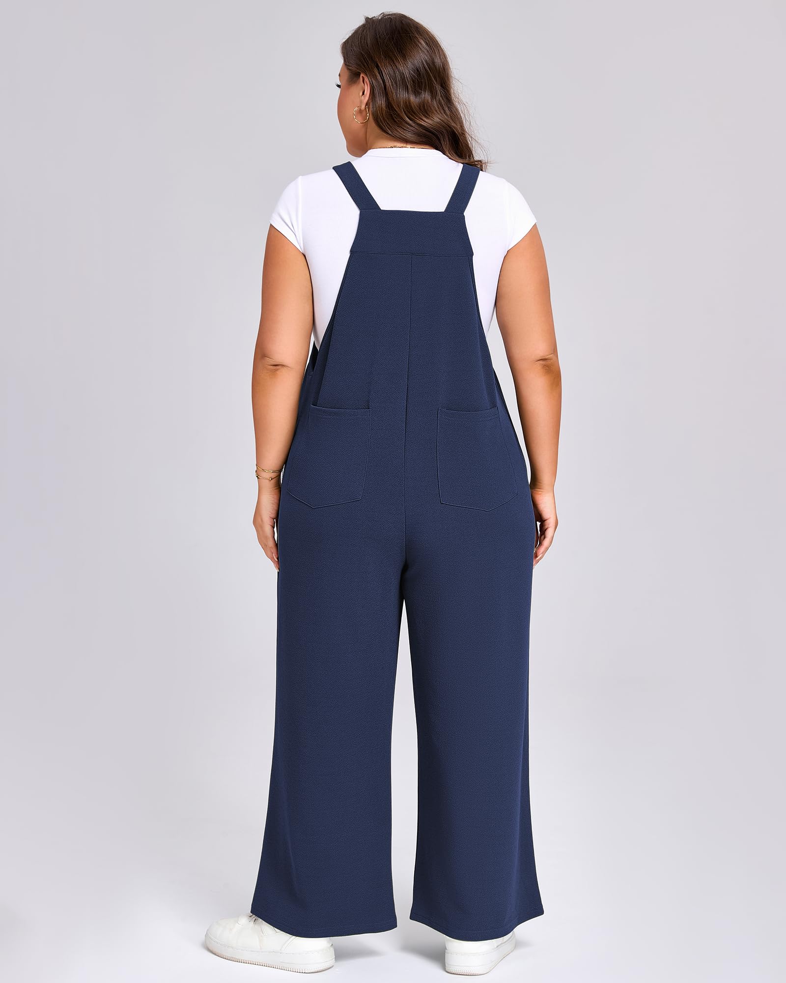 Plus Size Jumpsuits Adjustable Loose fit - Navy Blue-Moon Wood