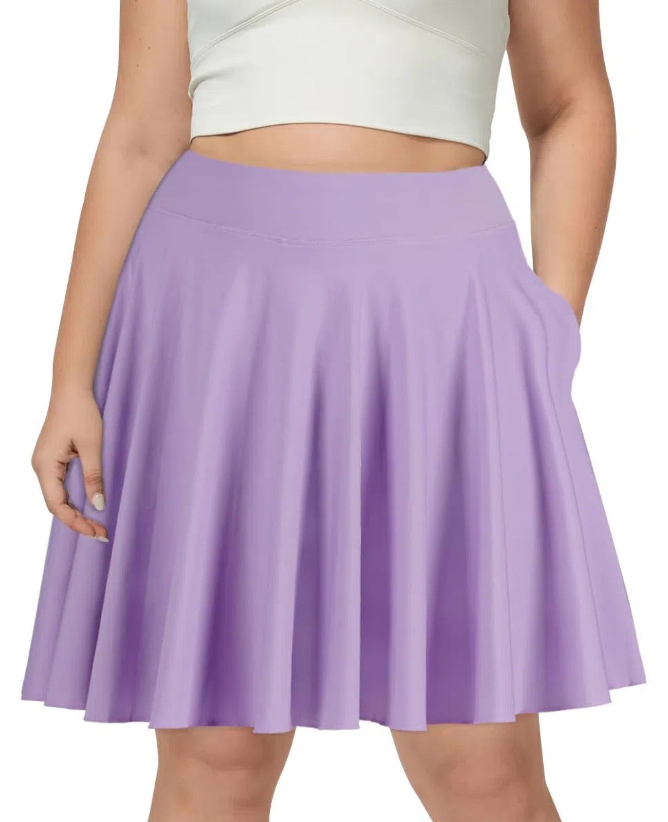 Plus Size Knee Length Skirts High Waisted - Purple-Moon Wood