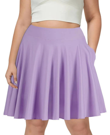 Plus Size Knee Length Skirts High Waisted - Purple