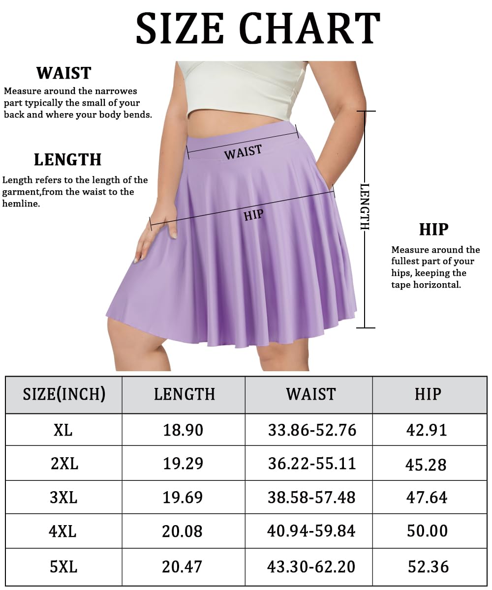 Plus Size Knee Length Skirts High Waisted - Purple-Moon Wood