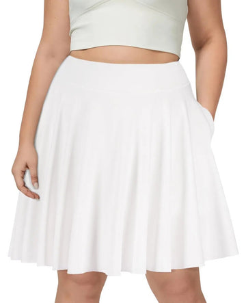 Plus Size Knee Length Skirts High Waisted - White