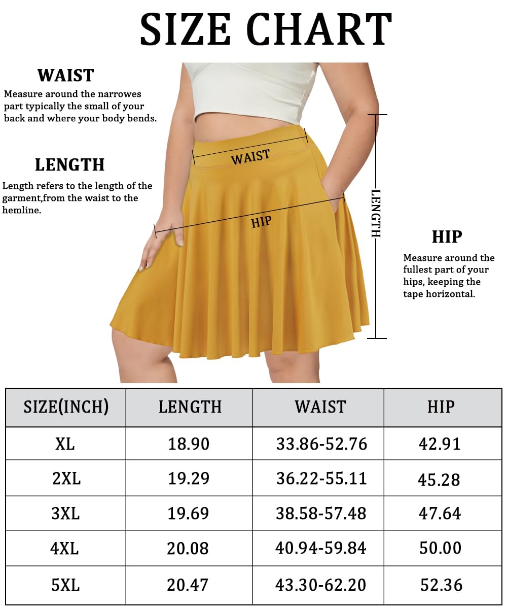 Plus Size Knee Length Skirts High Waisted - Yellow-Moon Wood