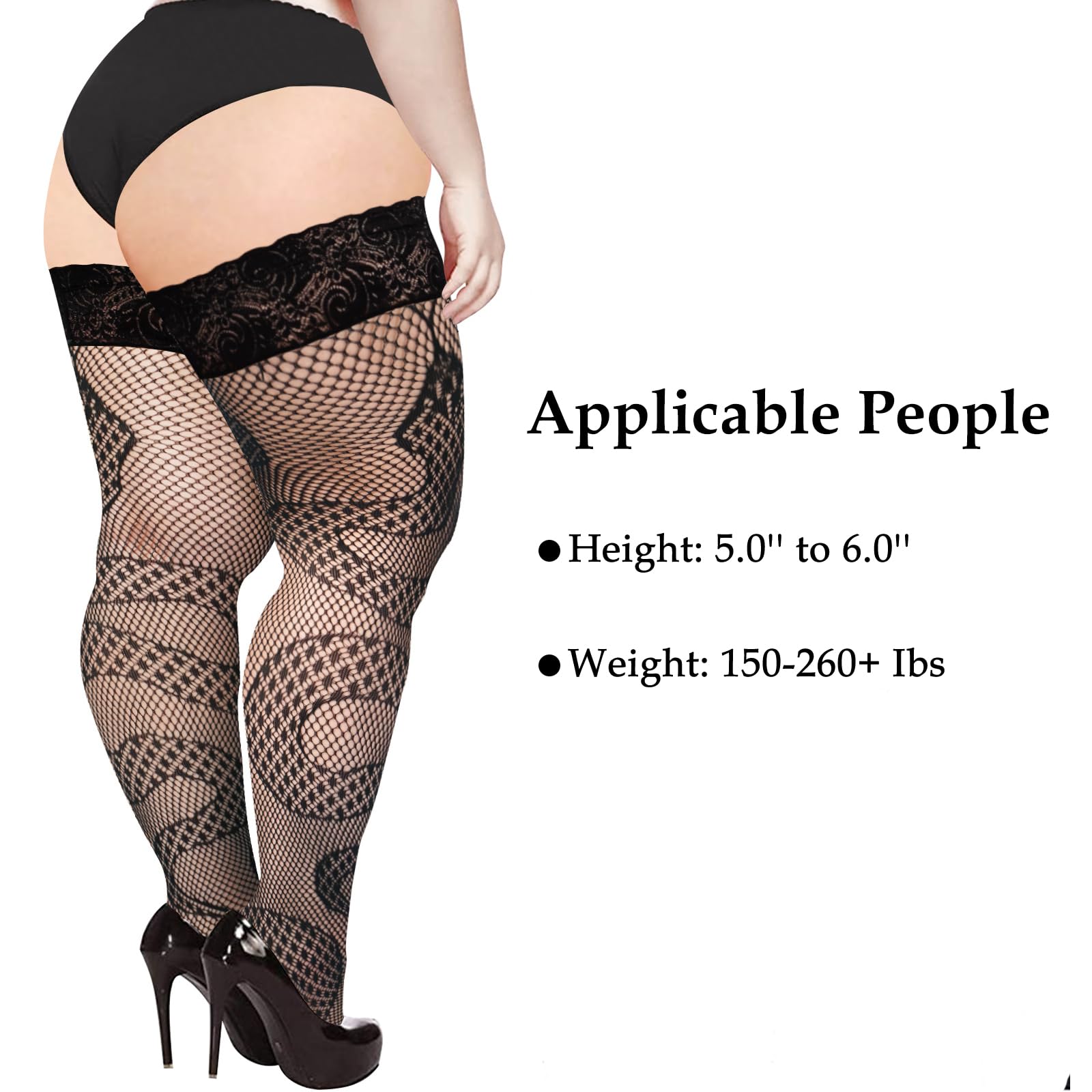 Plus Size Lace Top Fishnet Thigh High Stockings - Sexy Snake - Moon Wood