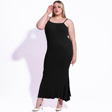 Maxi-Bodycon-Kleid in Übergröße – Schwarz
