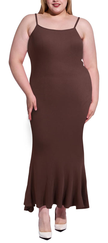 Maxi-Bodycon-Kleid in Übergröße – Karamell