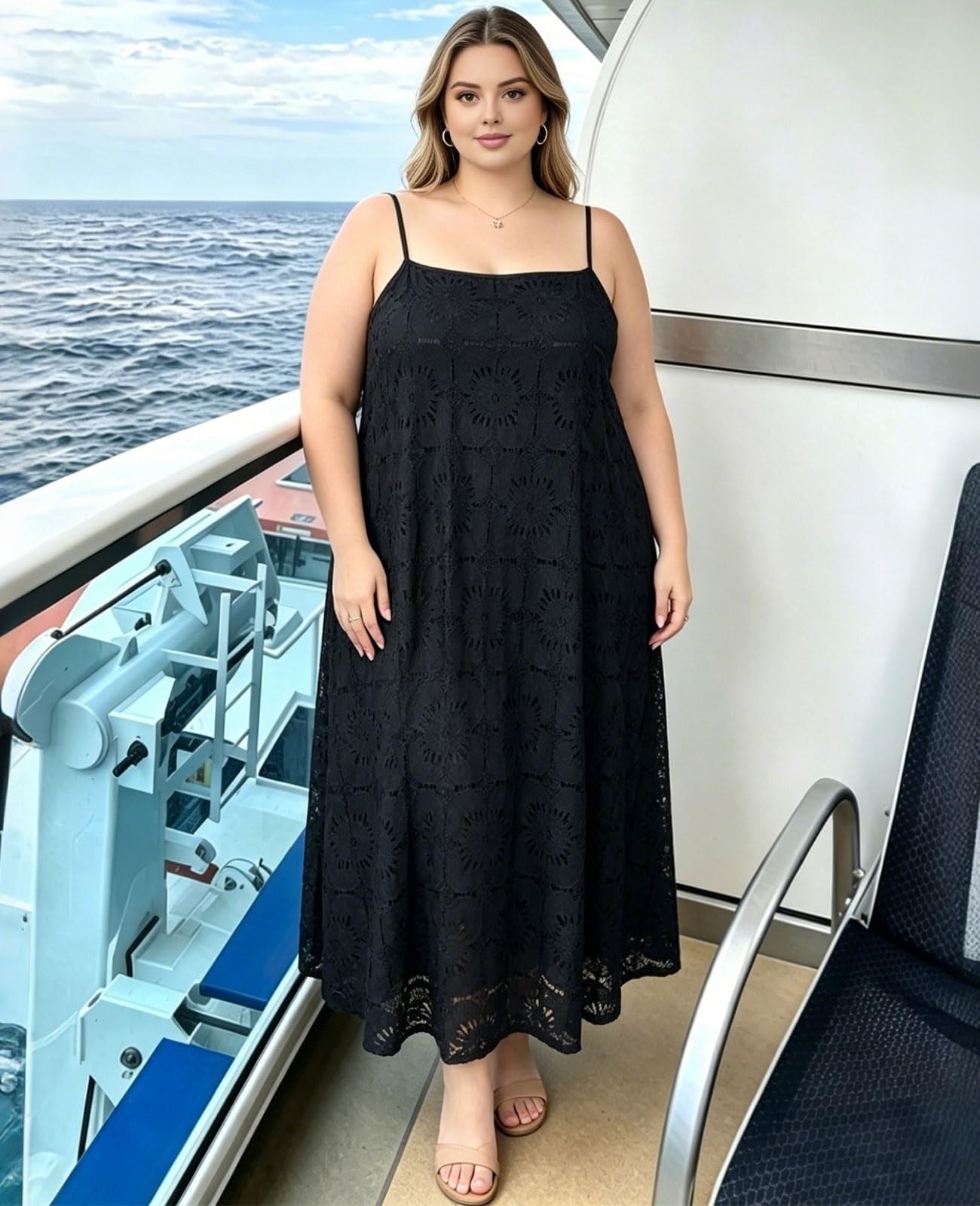 spaghetti strap maxi dress plus size SCOMCHIC Women's Plus Size Summer Maxi Dress Sleeveless Spaghetti Strap Smocked Casual Boho Tiered Long Beach Sun Dresses at Amazon Women's Clothing store