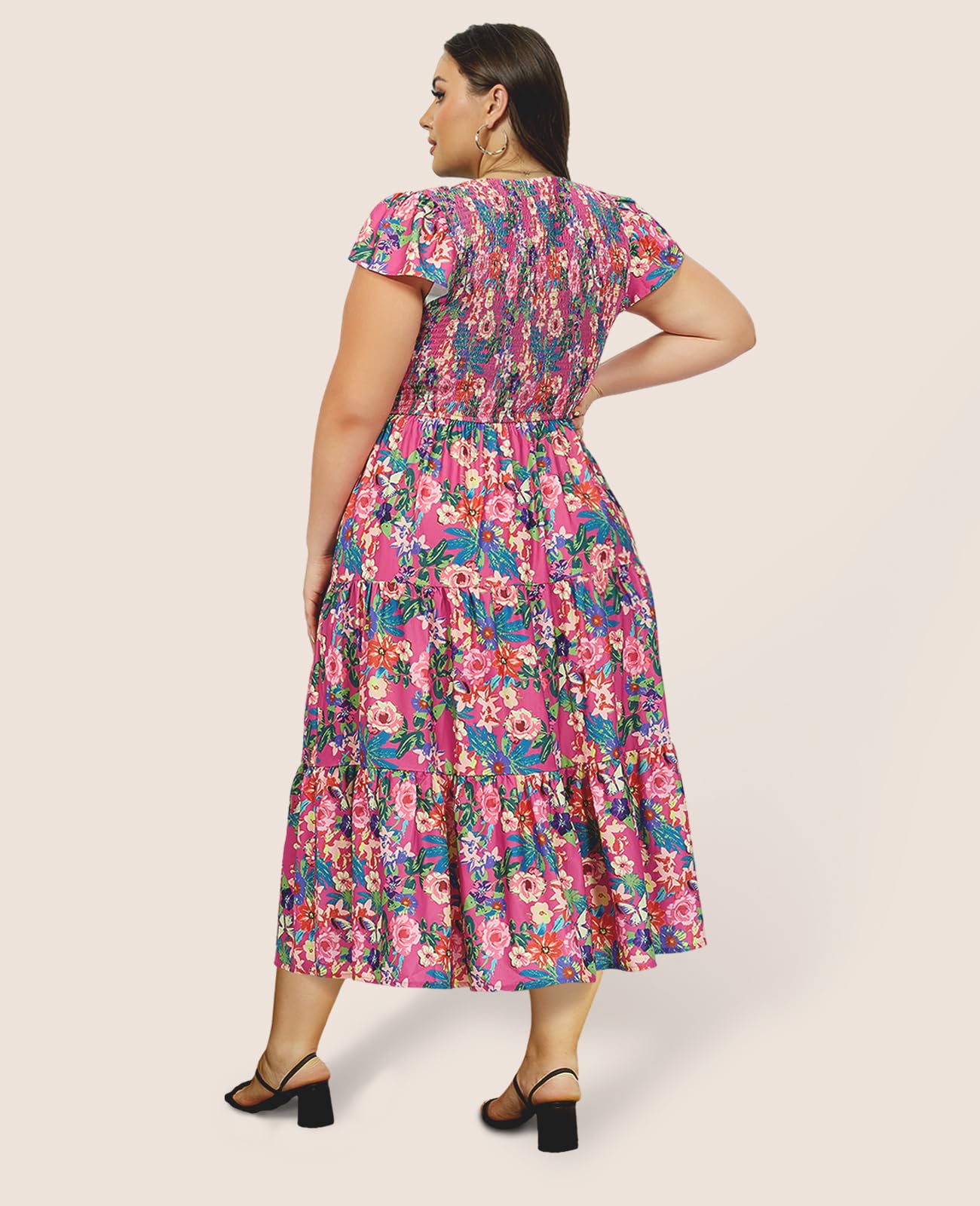 Plus Size Maxi Dress V Neck for Summer - Plum Plus Size Maxi Dress V Neck for Summer - Plum