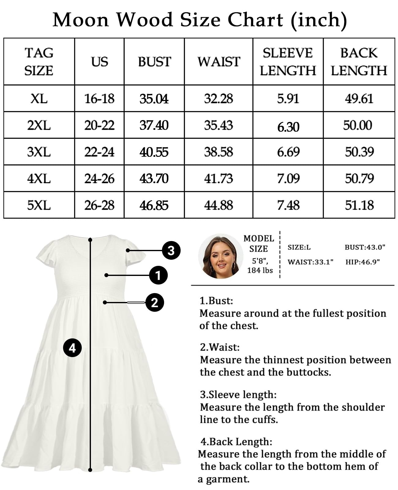 Plus Size Maxi Dress V Neck for Summer - White-Moon Wood