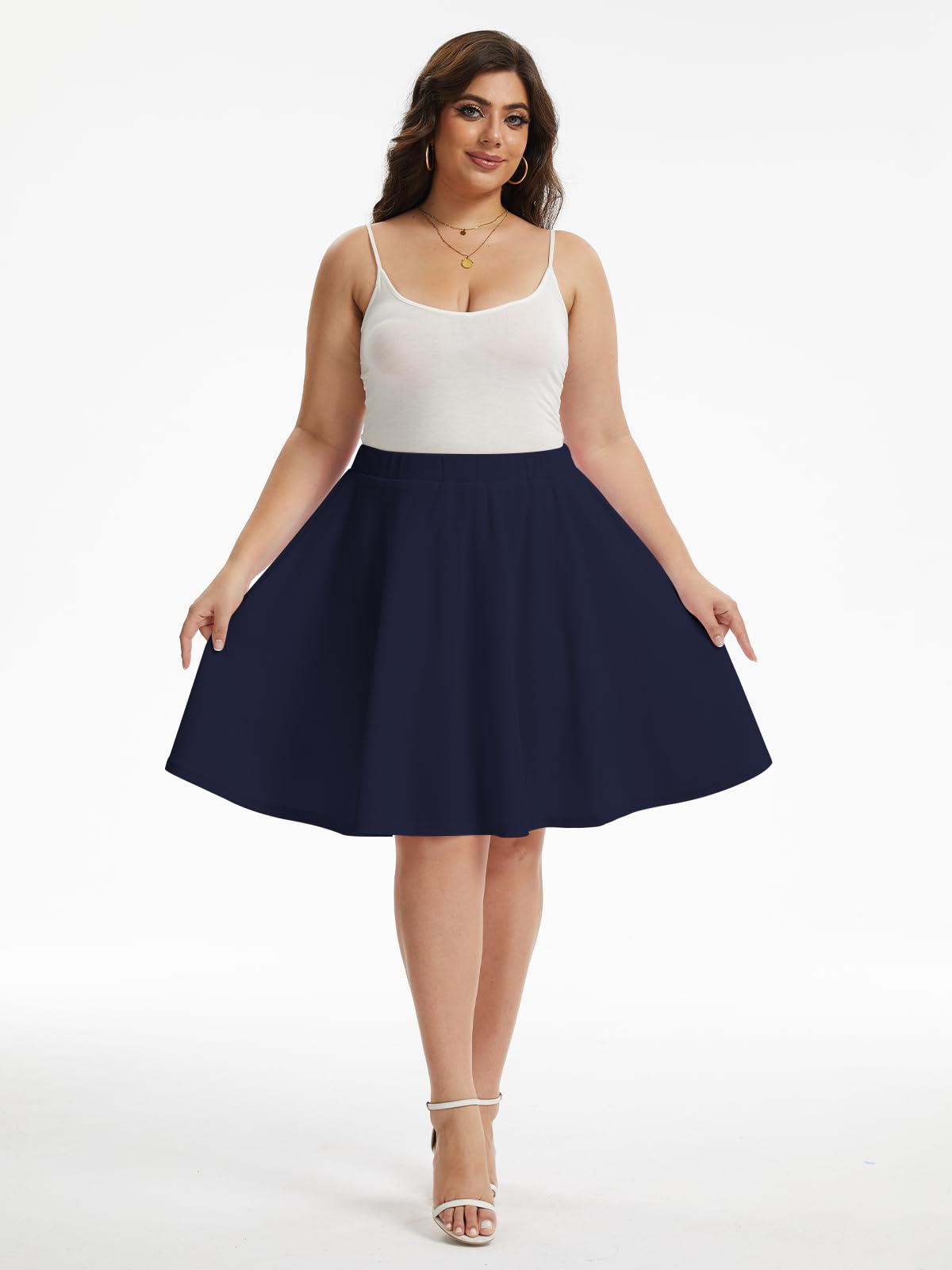 plus size navy skater dress Elegant Navy Blue Plus Size Skater Dress