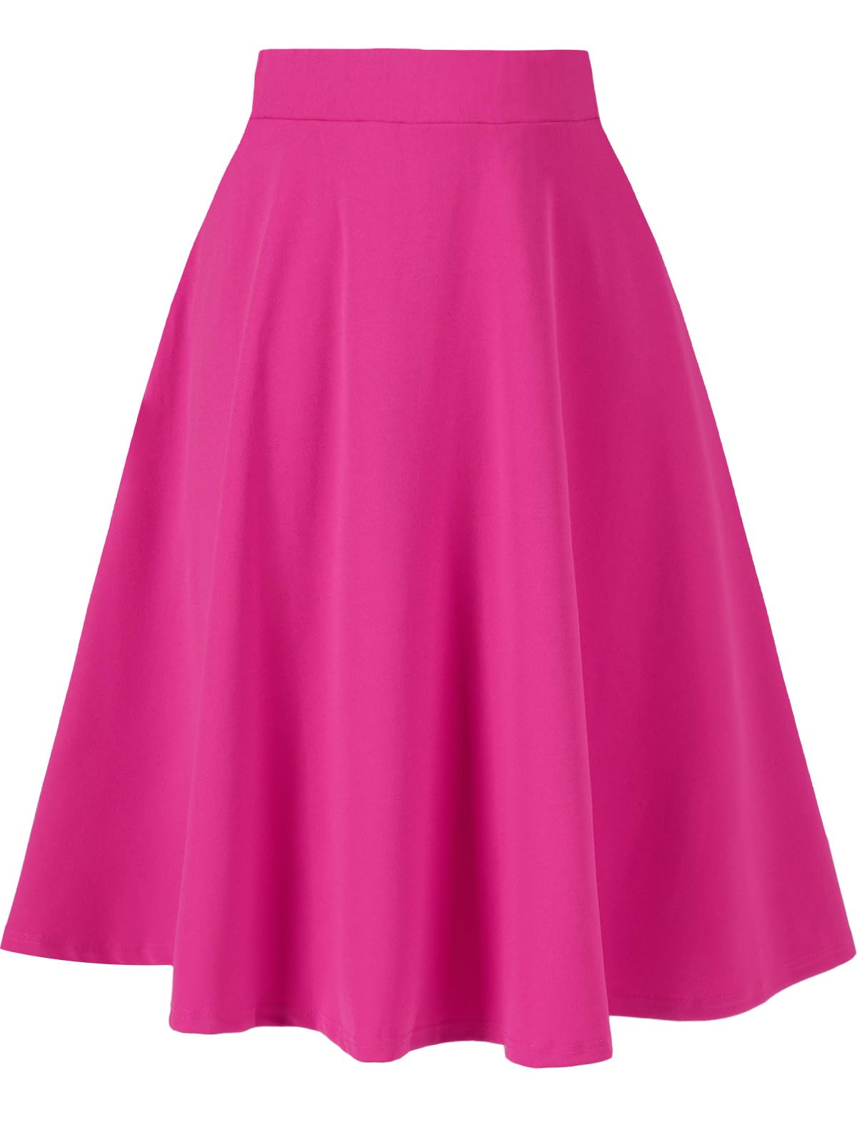 Plus Size Midi Skirt High Elastic Waist - Rose-Moon Wood