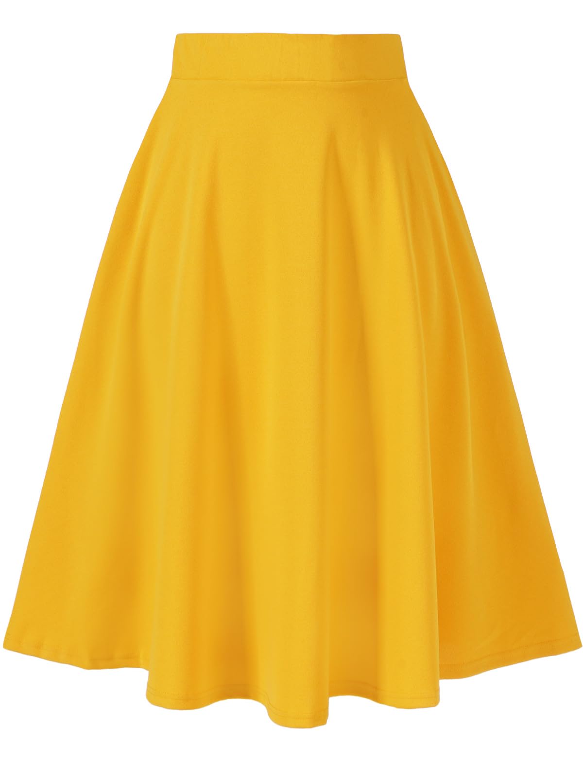 Plus Size Midi Skirt High Elastic Waist - Yellow-Moon Wood