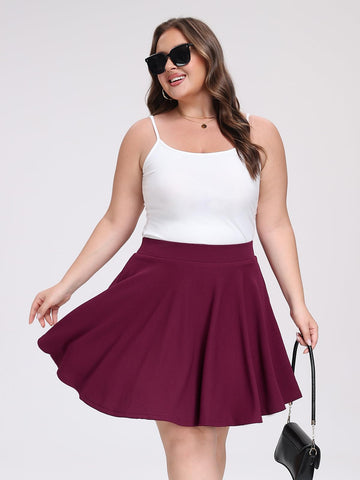 Plus Size Mini Skater Flared Casual - Mulberry-Moon Wood