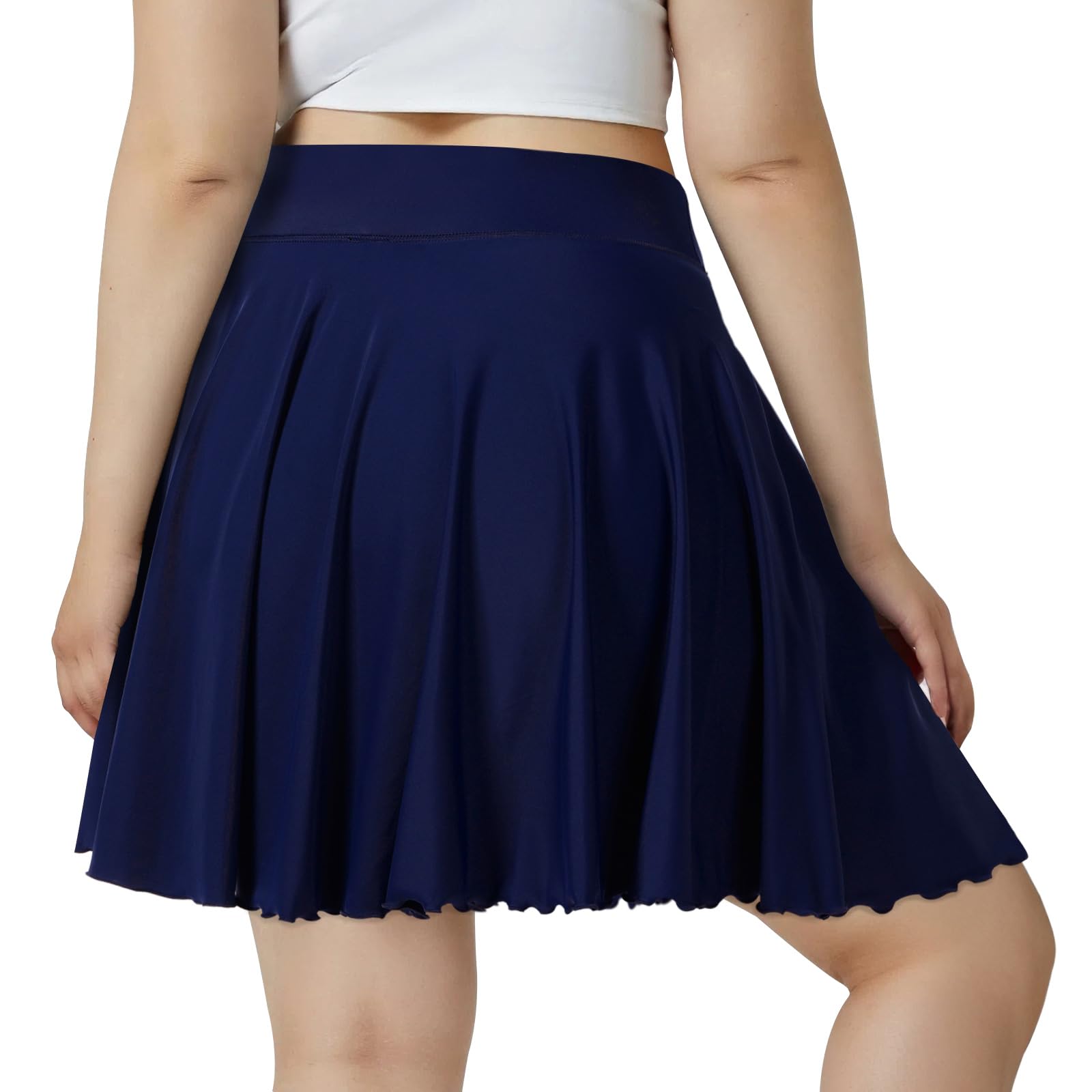 Plus Size Mini Skirt with Shorts-Blue Grey-Moon Wood