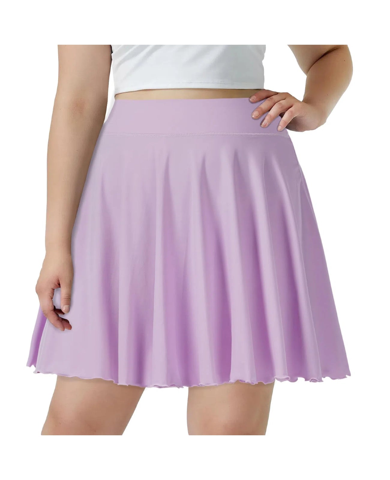 Plus Size Mini Skirt with Shorts-Light Purple-Moon Wood