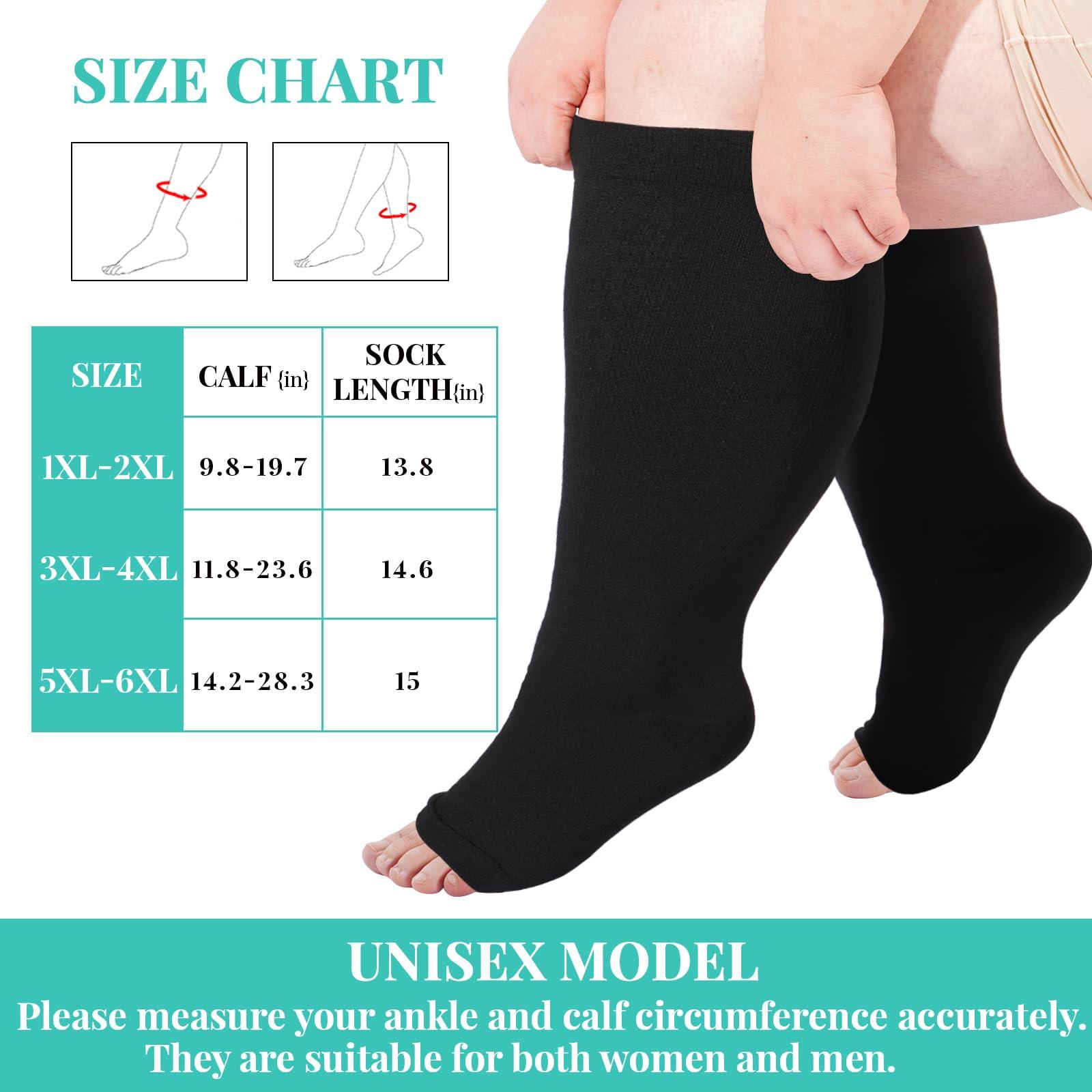 Plus Size Open Toe Compression Socks for Women-Black-Moon Wood