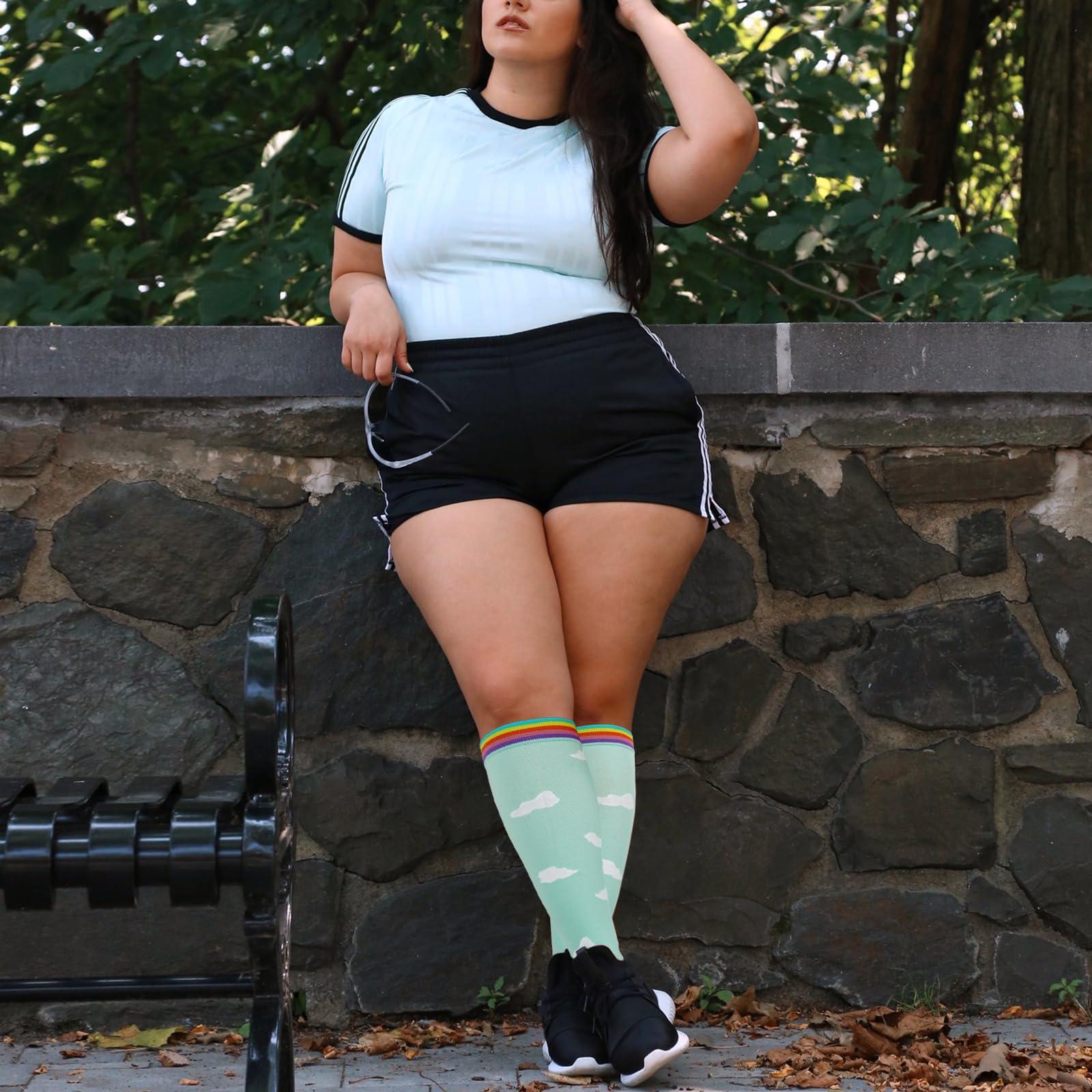 Plus Size Open Toe Compression Socks for Women-Green-Moon Wood