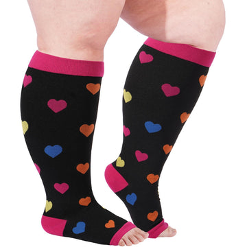 Chaussettes de compression grande taille pour mollet large - Noir