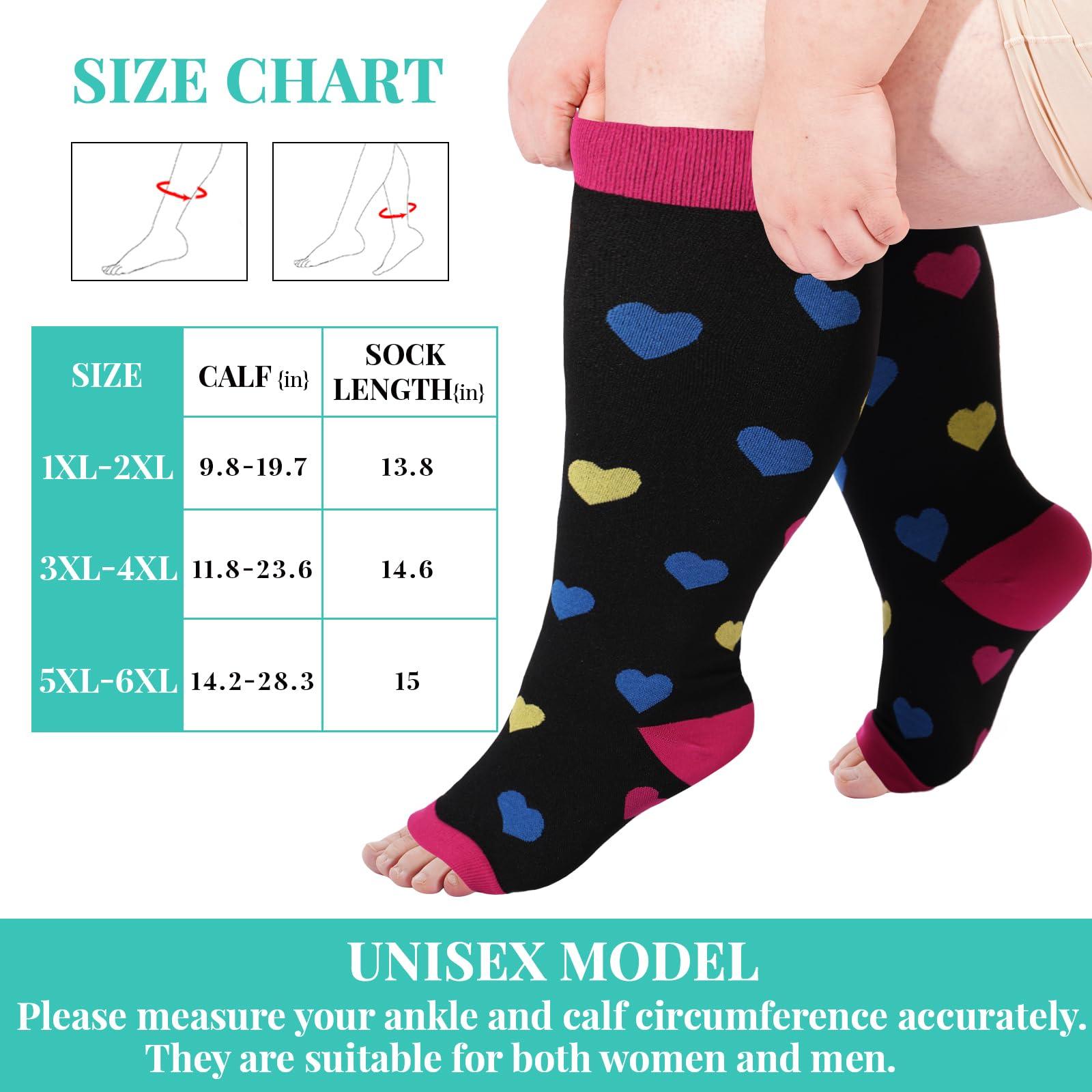 Plus Size Open Toe Compression Socks for Women-Love-Moon Wood