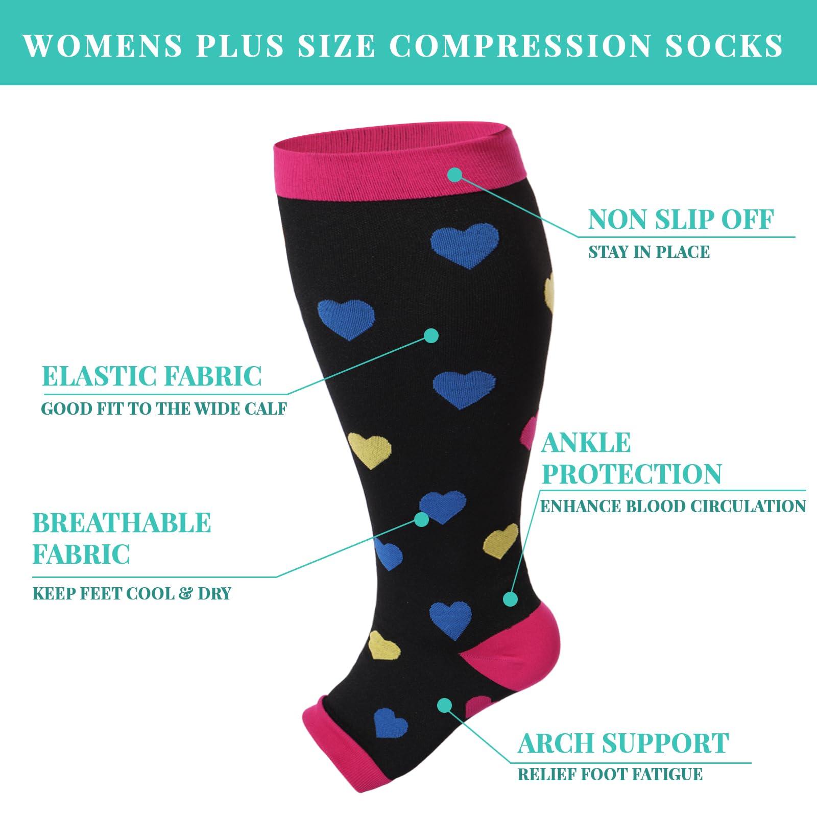 Plus Size Open Toe Compression Socks for Women-Love-Moon Wood