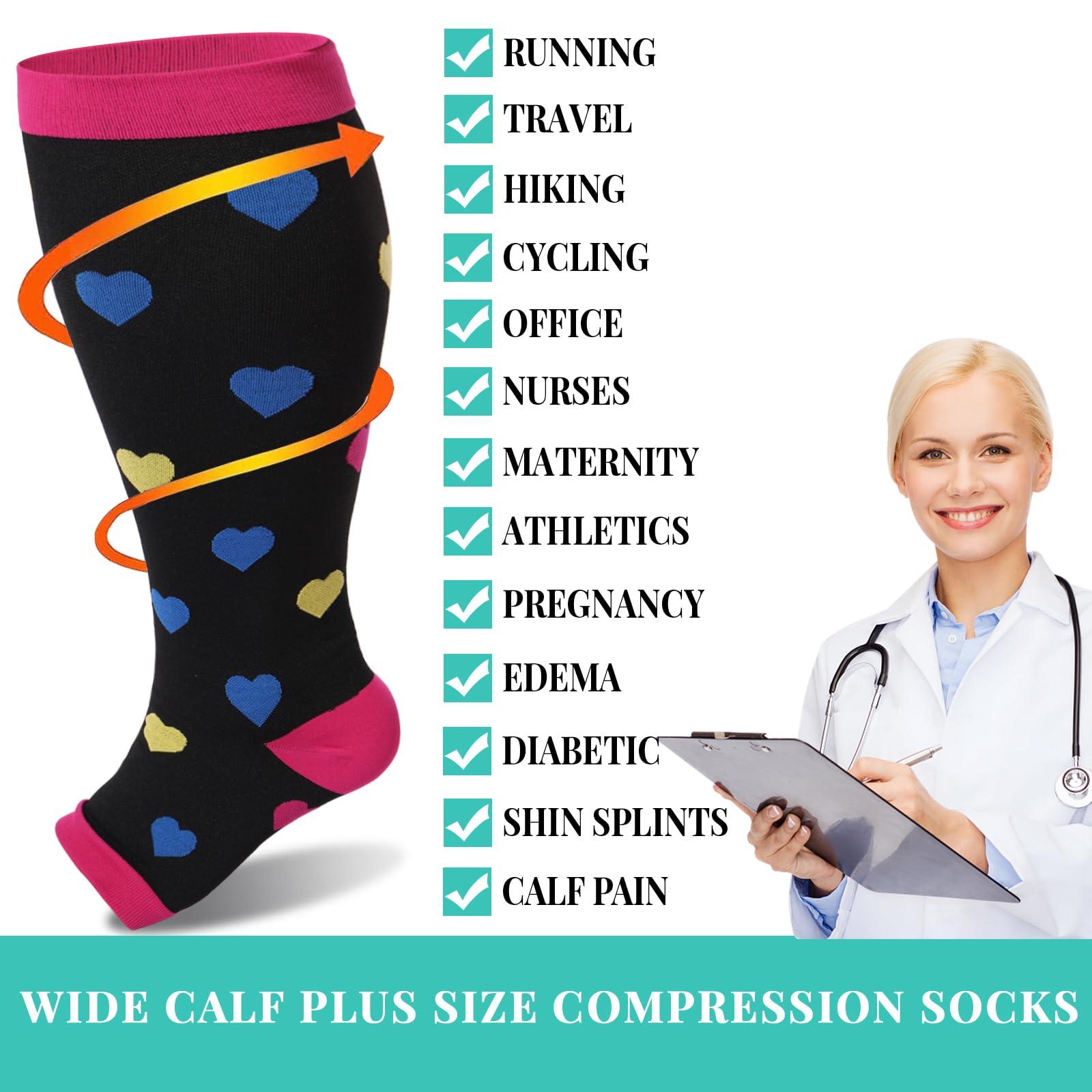 Plus Size Open Toe Compression Socks for Women-Love-Moon Wood