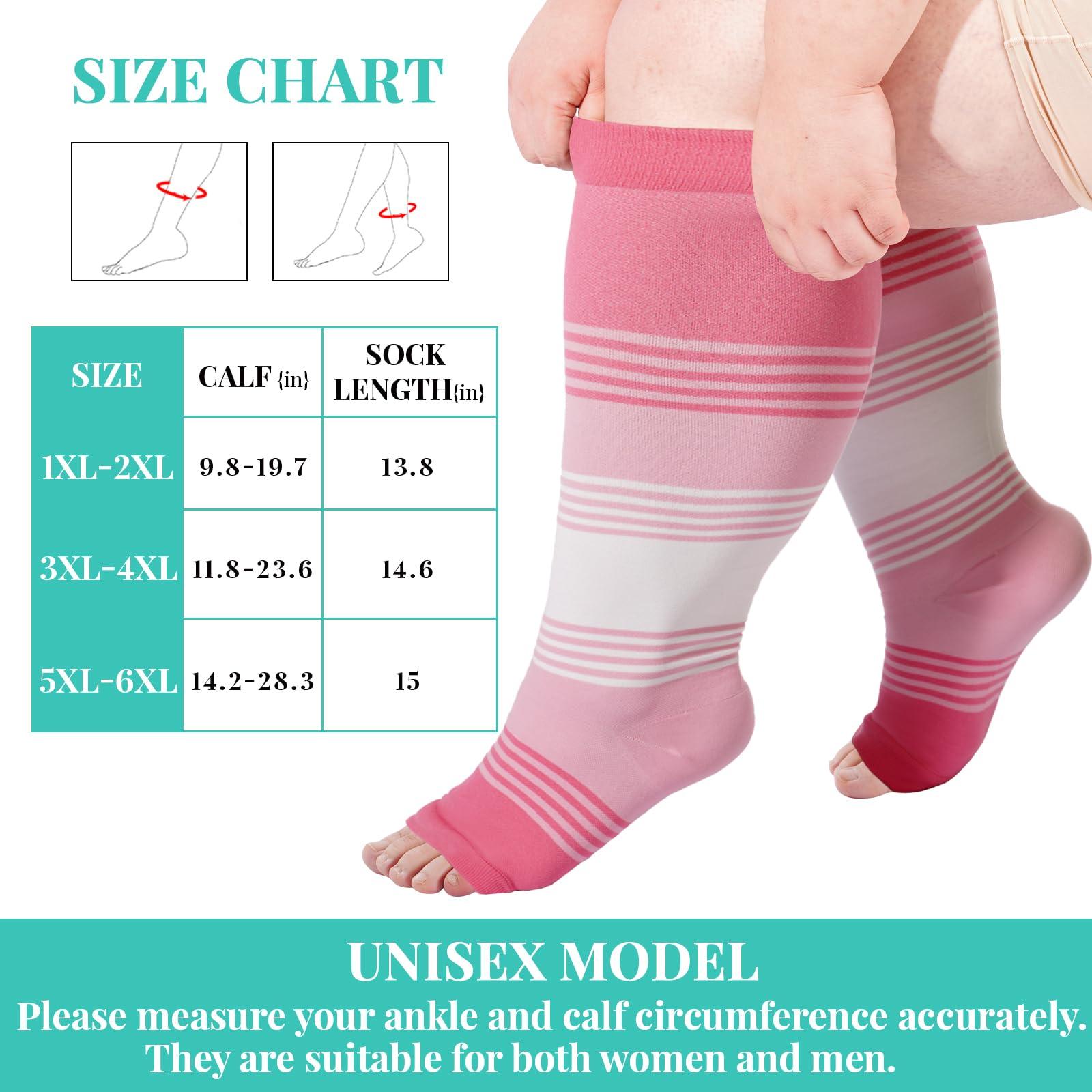 Plus Size Open Toe Compression Socks for Women-Pink-Moon Wood