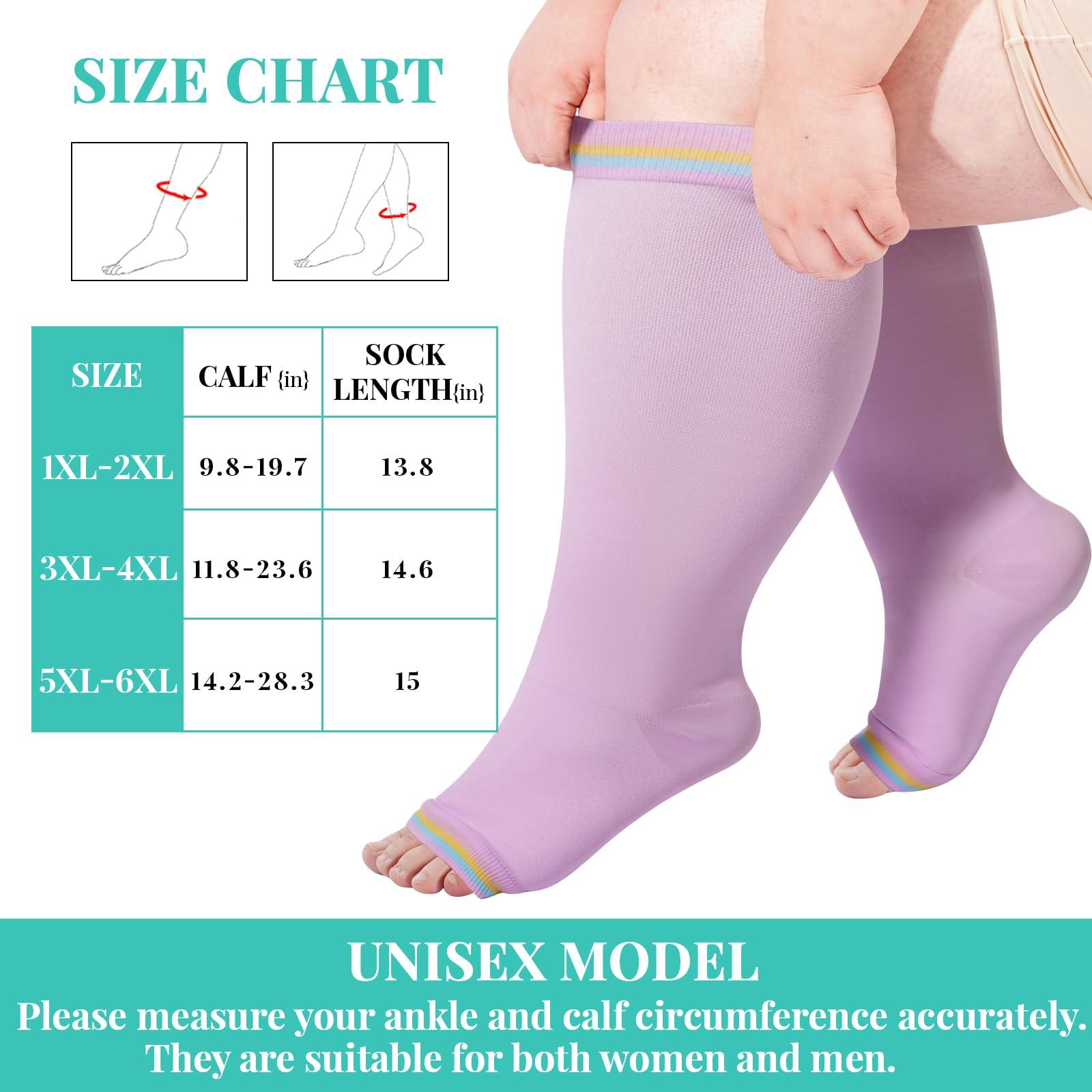 Plus Size Open Toe Compression Socks for Women-Purple-Moon Wood