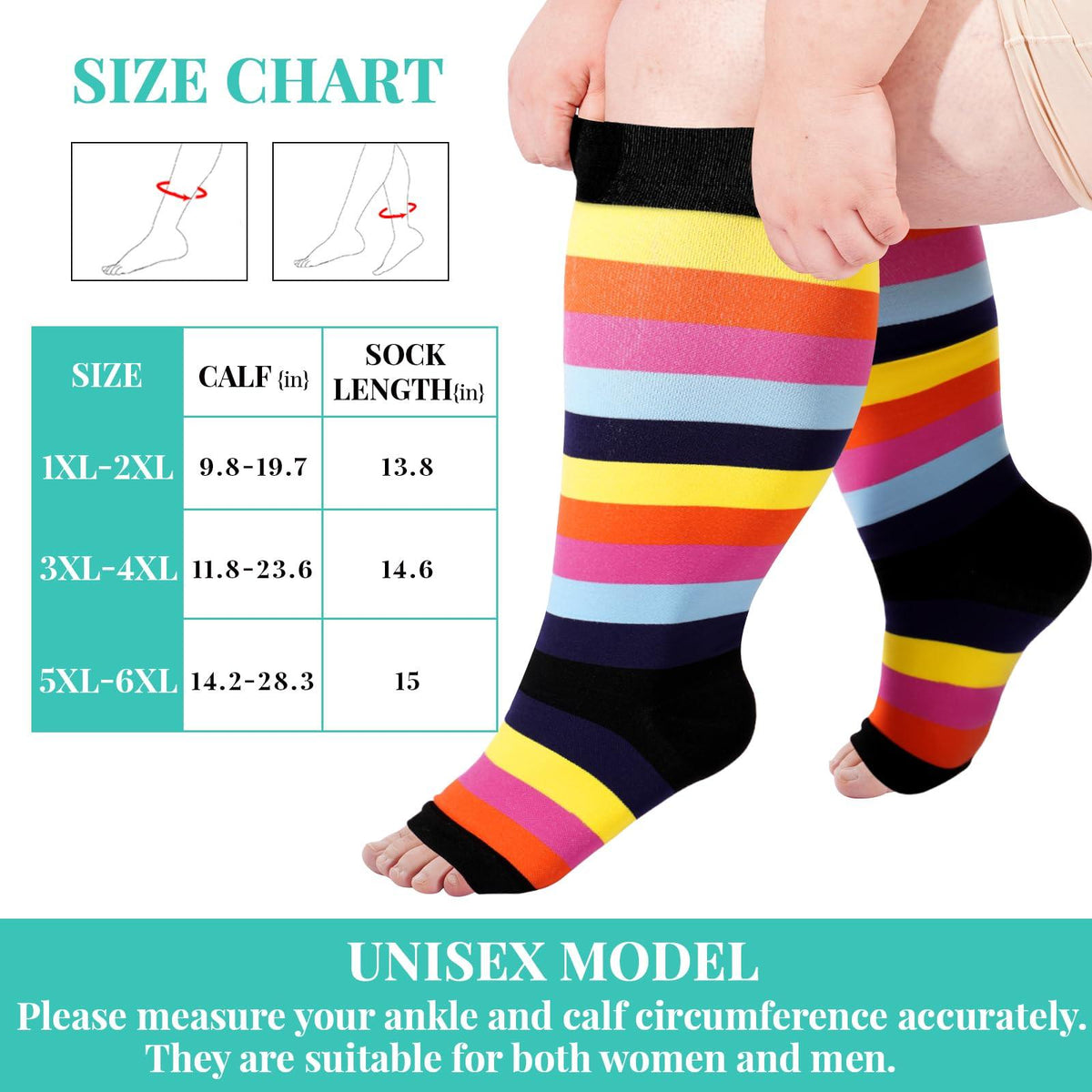Toe Rocks Size Plus Size Open Toe Compression Socks for Women | Moon Wood