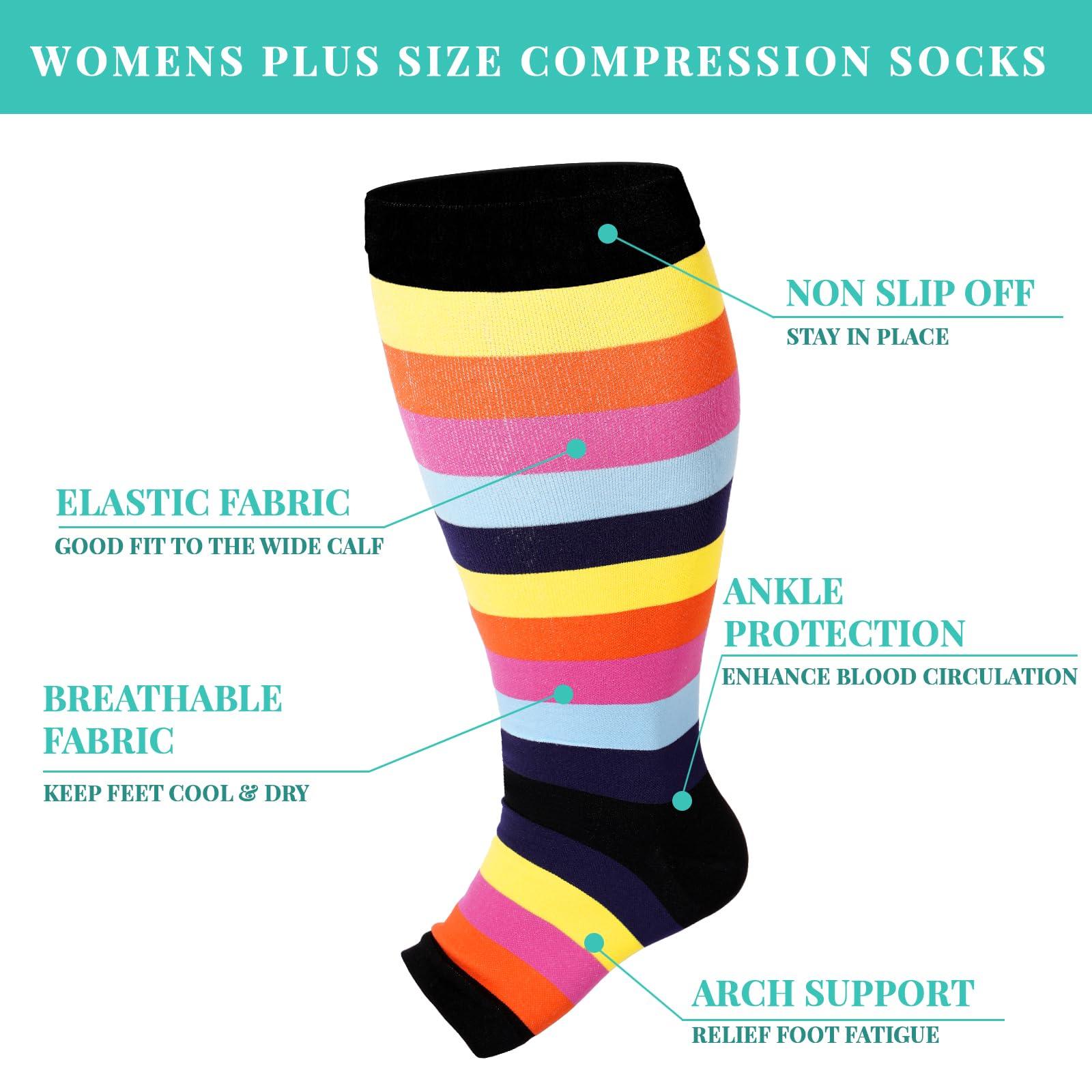 Plus Size Open Toe Compression Socks for Women