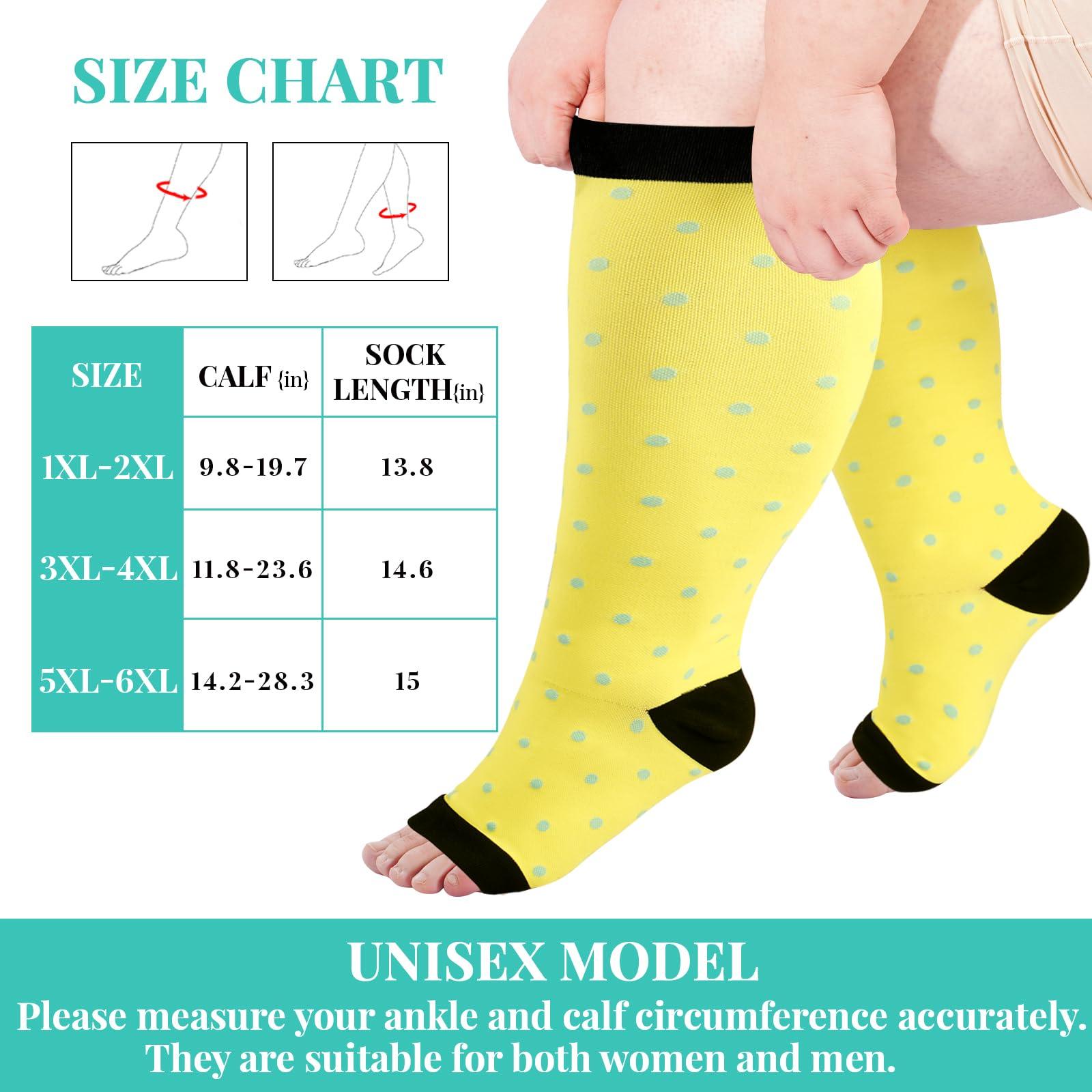 Plus Size Open Toe Compression Socks for Women-Yellow-Moon Wood