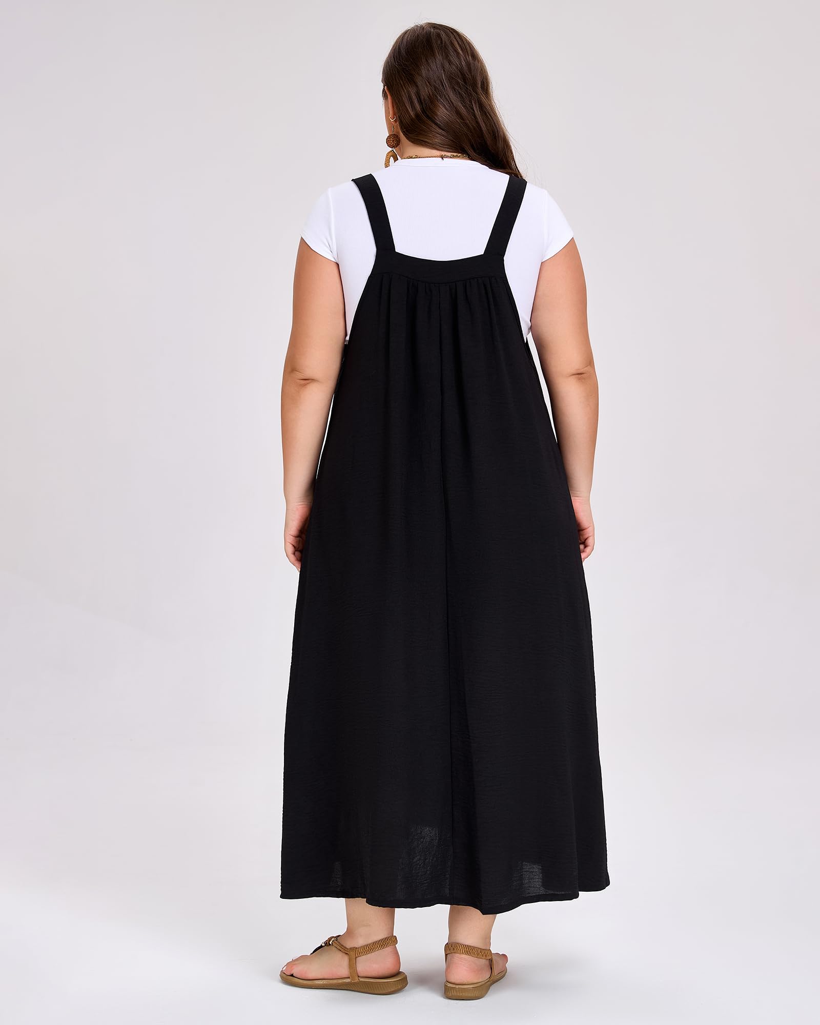 Plus Size Overall Dress Flowy A-Line - Black, XXL Plus Size Overall Dress Flowy A-Line - Black, XXL