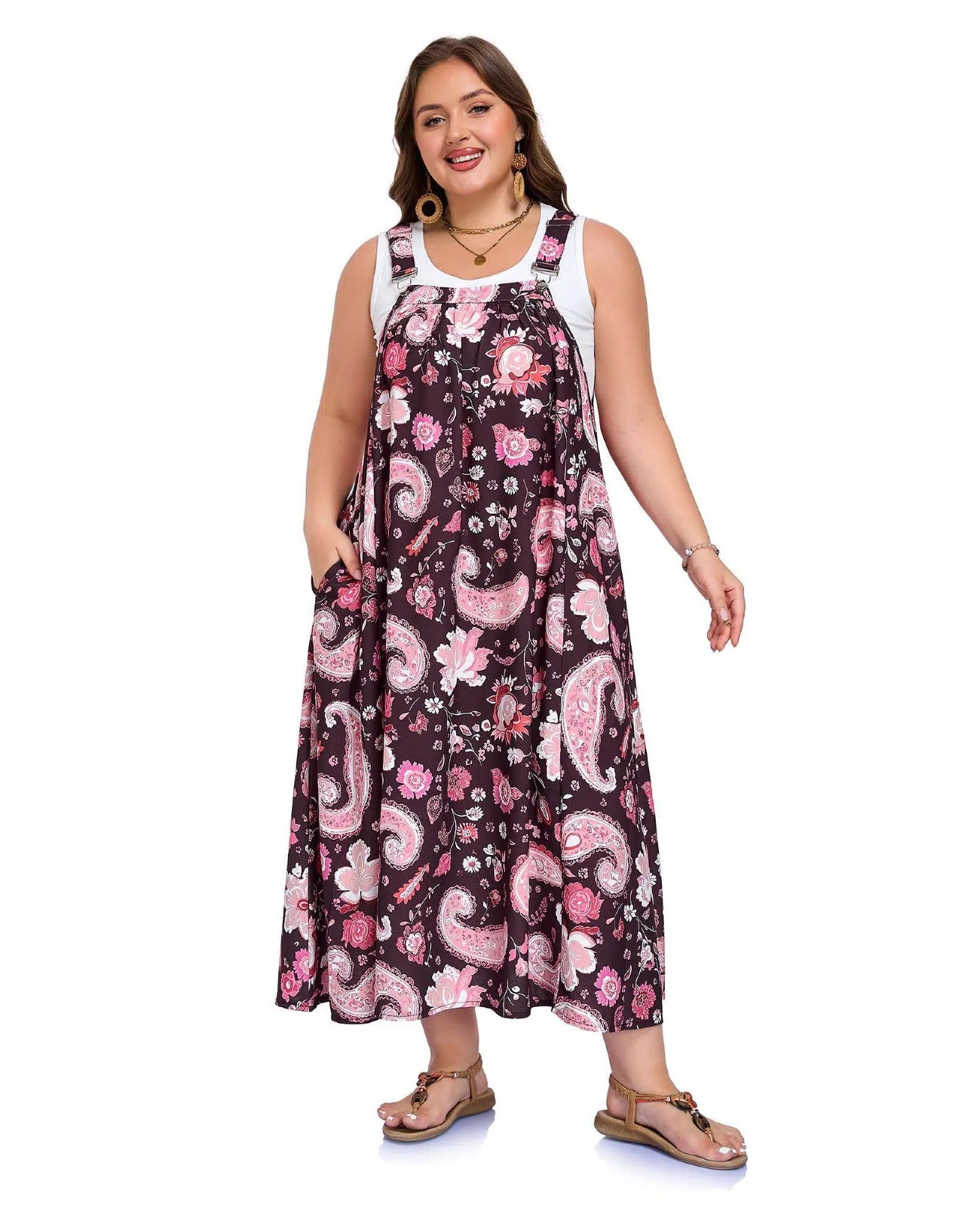 Plus Size Overall Dress Flowy A-Line Plus Size Overall Dress Flowy A-Line