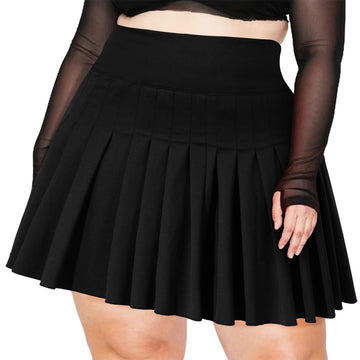 Jupe Patineuse Taille Haute Grande Taille-Noir