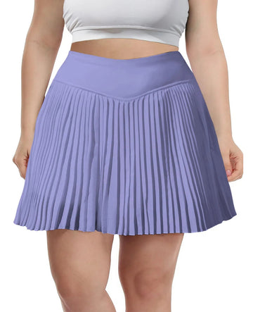 Plus Size Pleated Tennis Skirt with Shorts - Lilac