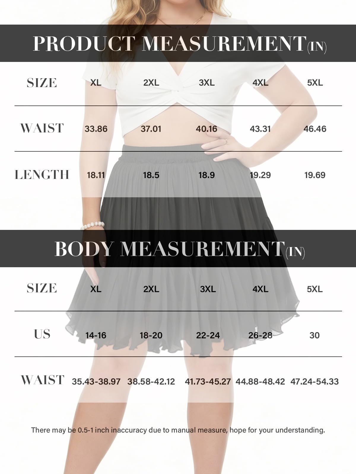 Plus Size Ruffle Mini Skirts - Black-Moon Wood