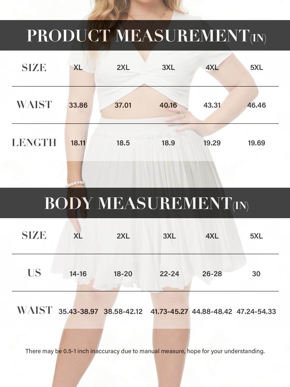 Plus Size Ruffle Mini Skirts - White-Moon Wood