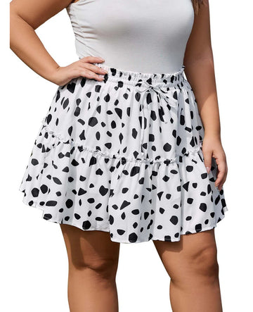 Plus Size Ruffle Tiered Skirt Flowy Floral-Cow