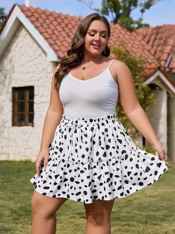 Plus Size Ruffle Tiered Skirt Flowy Floral-Cow