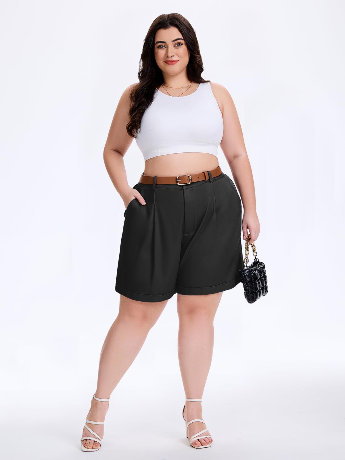 Plus Size Shorts for Women Wide Leg Black Moon Wood