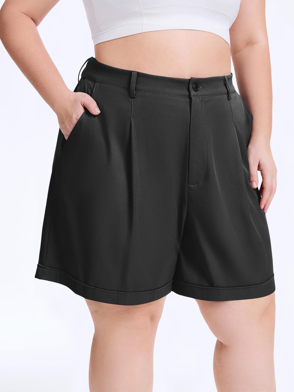 womens plus size dress shorts Plus Size Faux Leather Fringe Shorts
