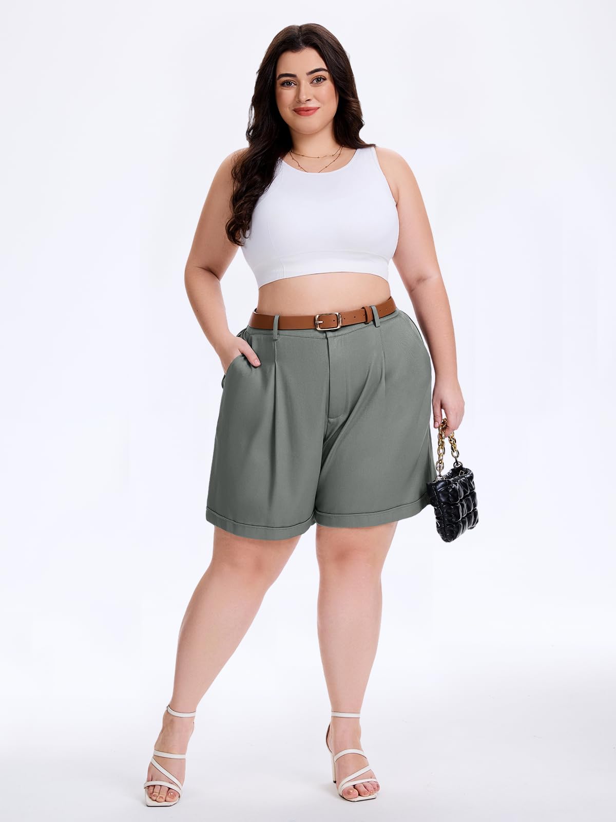 Plus Size Shorts for Women Wide Leg - Dark Grey