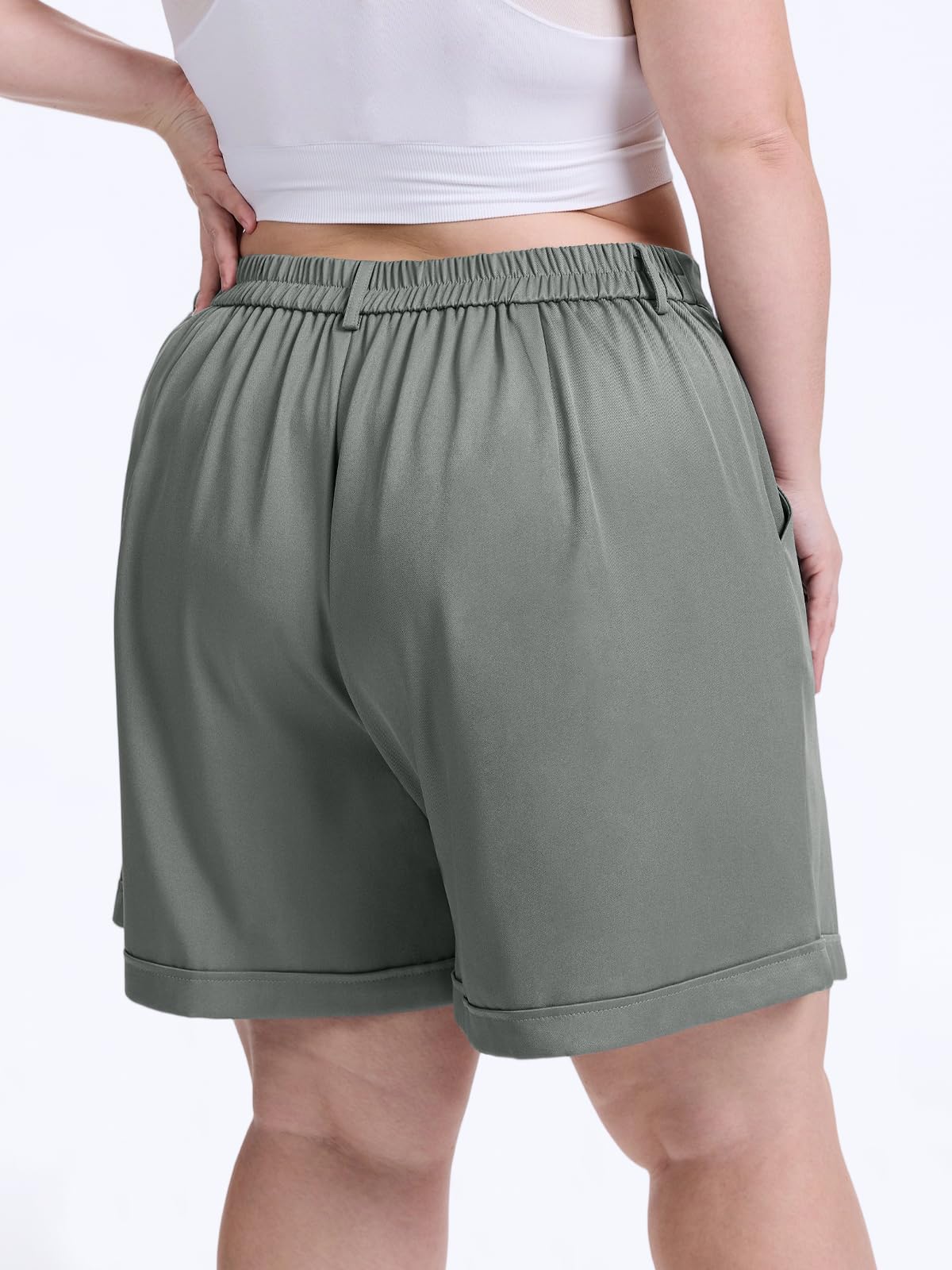 Plus Size Shorts for Women Wide Leg Dark Grey Moon Wood