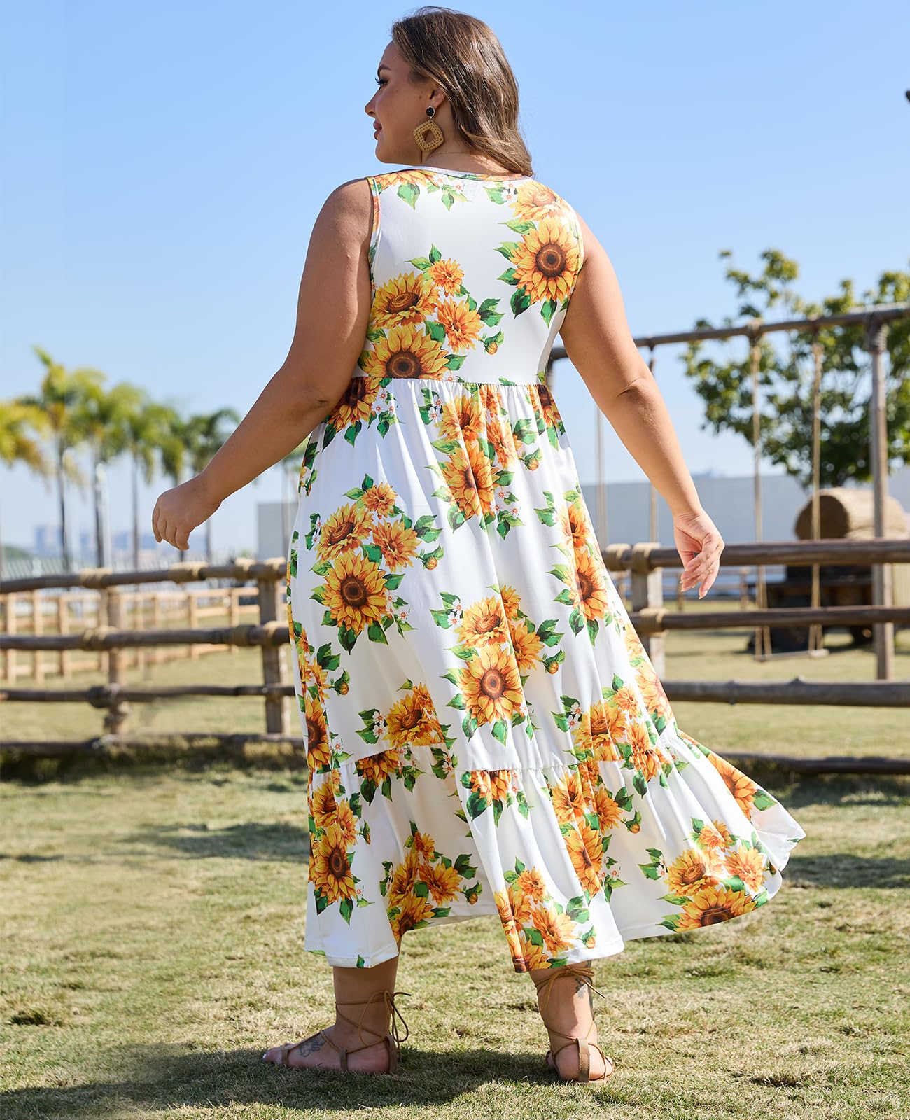 bohemian style crew neck dress Women's Maxi Dress Boho Summer Dress Vacation Casual Beach Regular Fit Floral Graphic Sleeveless Crew Neck U Neck Dark Pink Orange Green Beige Summer Spring 2026