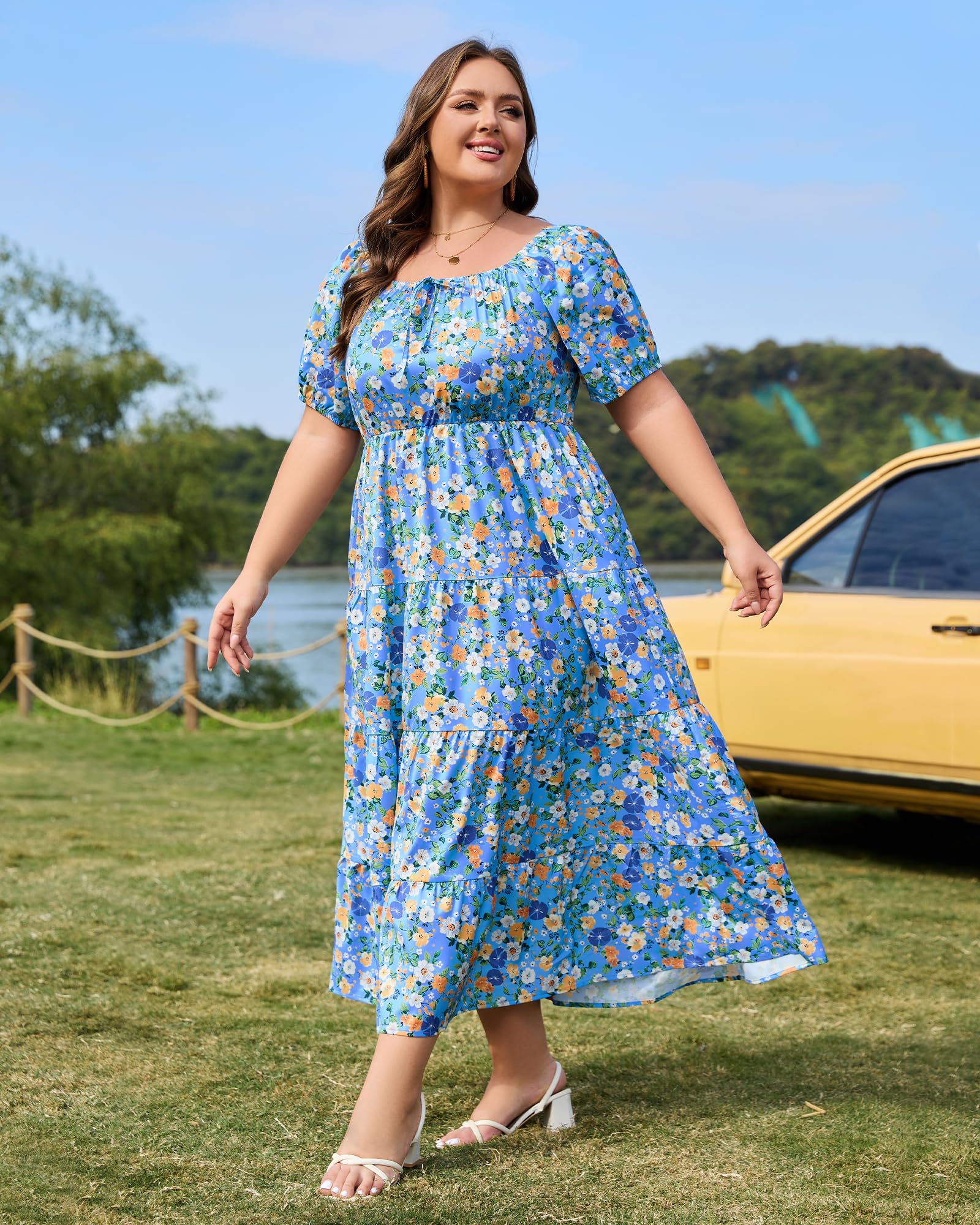 Plus Size Light Blue Long Flowy Dress Layla Tulle Maxi Dress Light