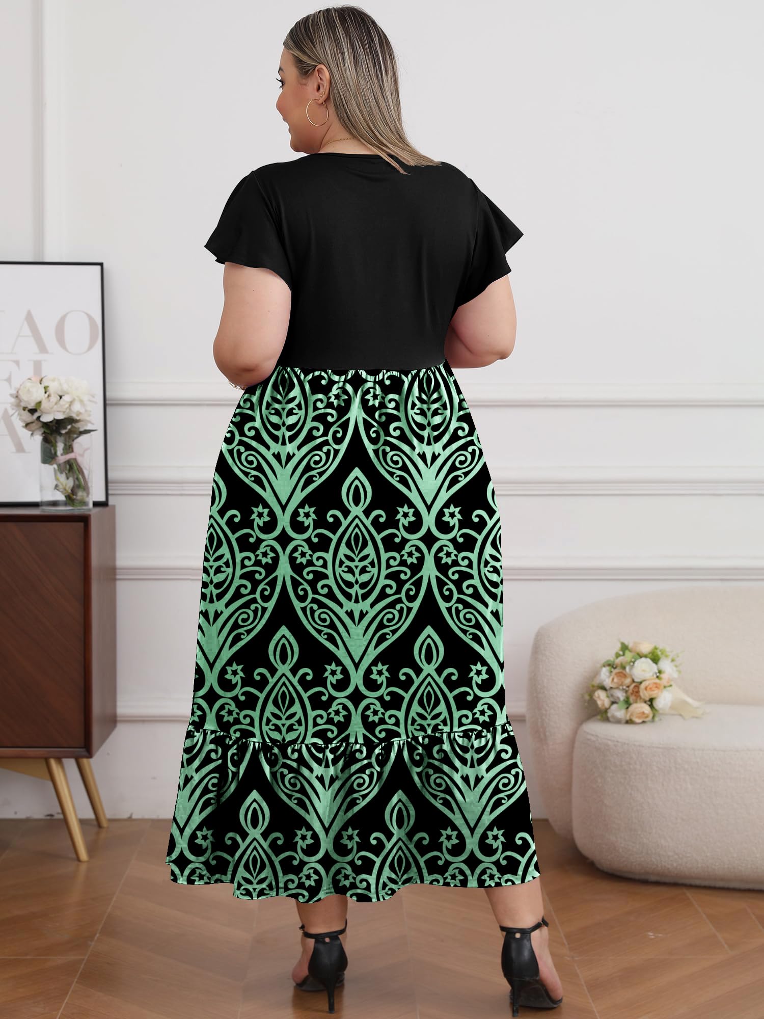 plus size green summer dress Plus Size Green Geo Maxi Dress