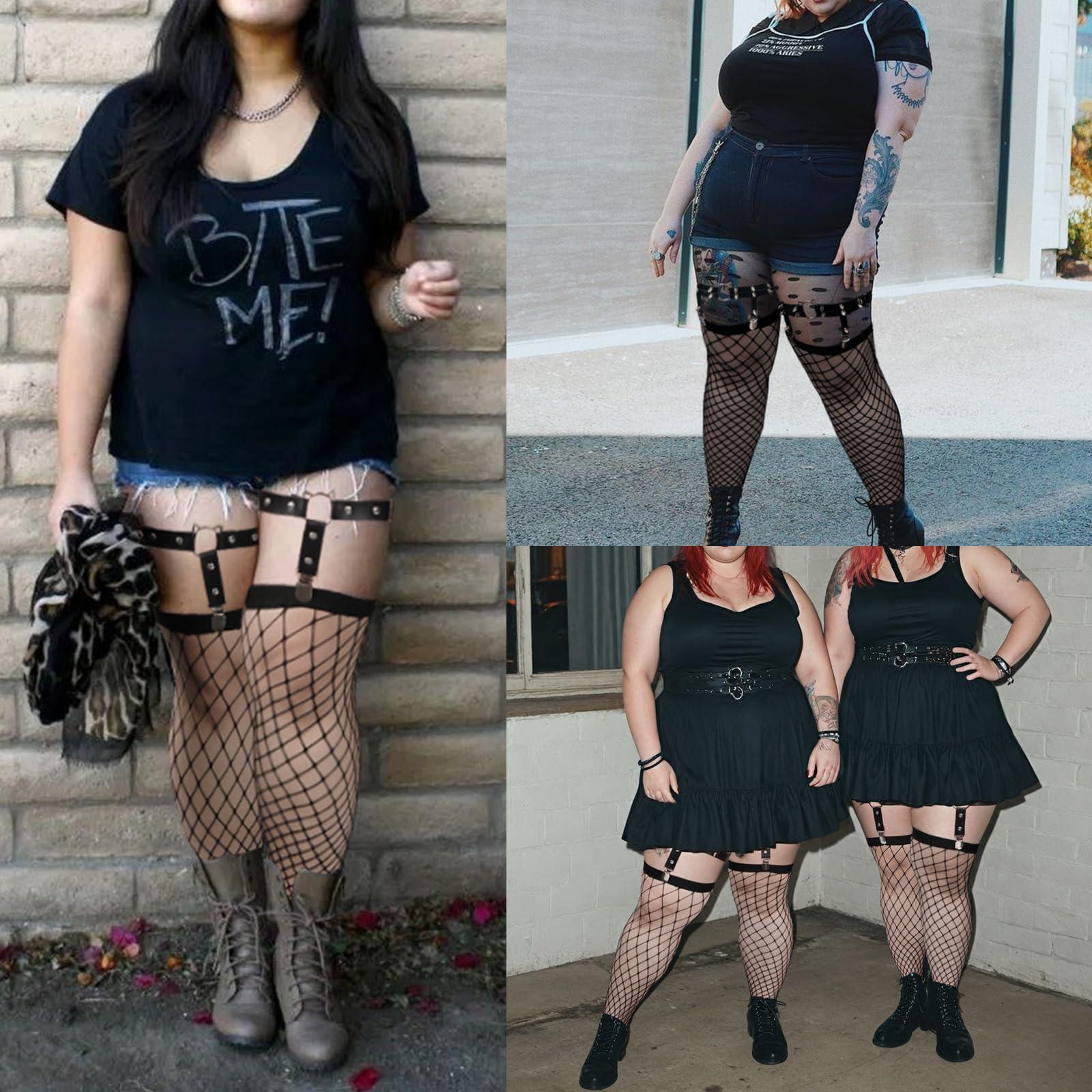 Plus Size Thigh Garter Belt Punk Rivet Moon Wood - Main Image