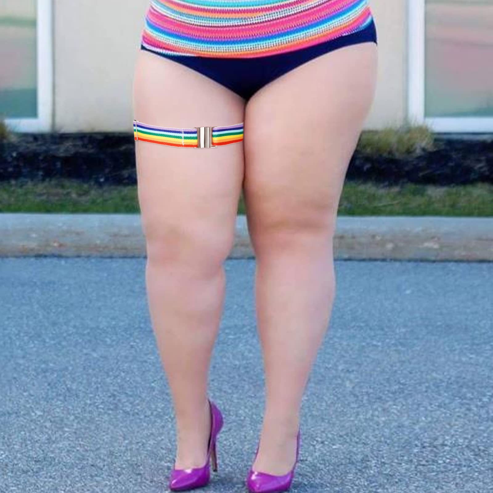 Plus Size Thigh Garter Belt-Rainbow Plus Size Thigh Garter Belt-Rainbow