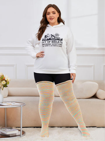Plus Size Thigh High Socks Tie Dye - Candy Rainbow