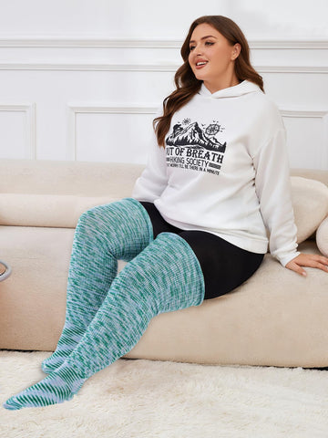 Plus Size Thigh High Socks Tie Dye - Emerald Green